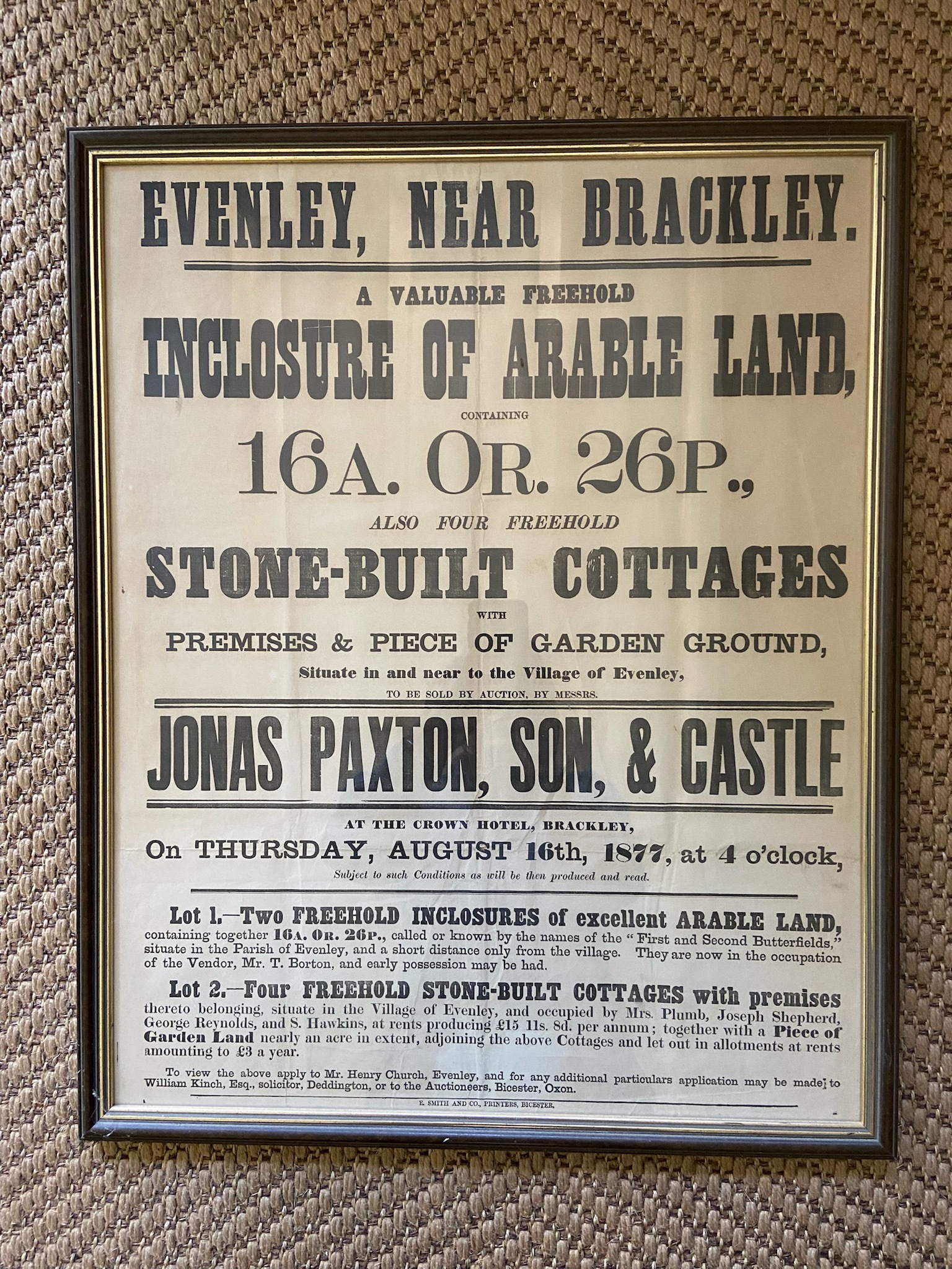 The Auction in 1877, including what is now No 26, but then 2 semi-detached cottages.